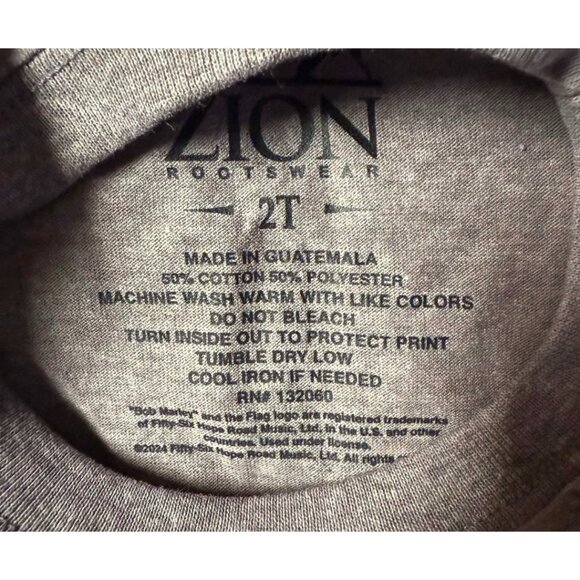 NWT Toddlers Bob Marley One Love Tee Shirt Unisex 2T - Picture 4 of 4